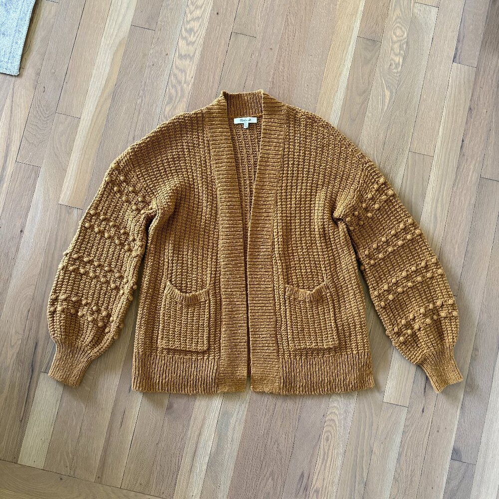 Madewell Cotton Knit Textured Amber Gold Cardigan XXS (fits like a small/medium)